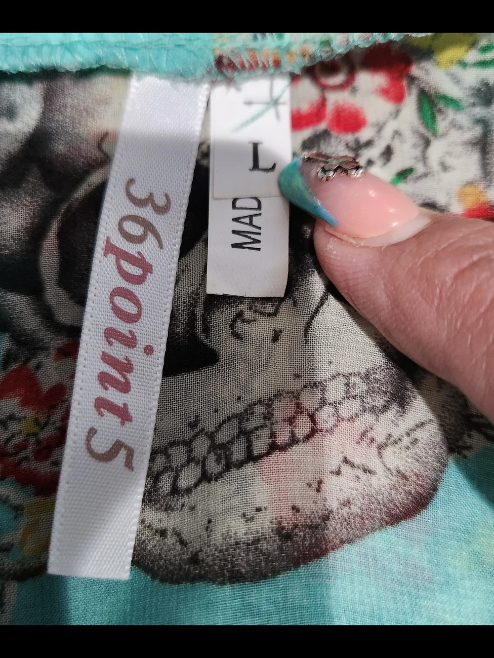 36Point5 Turquoise Skull Print Drape Cardigan